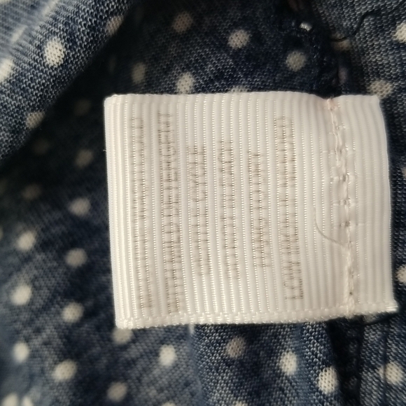 Eden & Oliva SZ Small Top Blue White Polka Dot On or Off the Shoulder Nautical - Picture 8 of 10